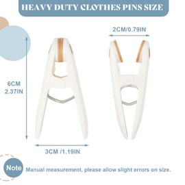 24 Pack Plastic Clothes Pins Heavy Duty Clothespins for Laundry, 2.36 Inch Clothesline Clips Clothes Pegs with No Trace Design, Windproof Clothes Clips for Hanging Clothes, Socks, Towel, Snack (Blue)