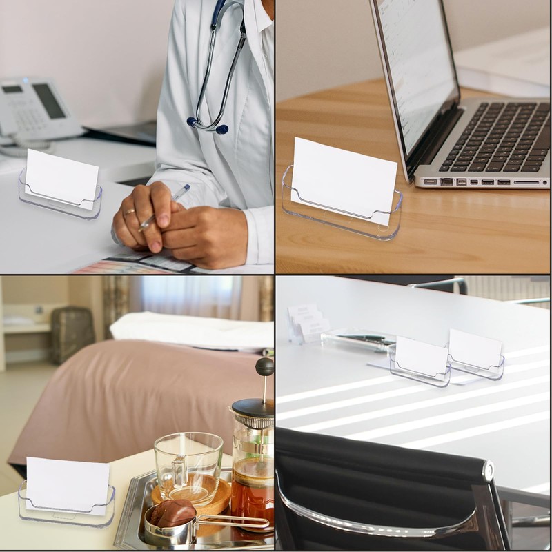 16pcs Plastic Business Card Holder, 3.8x1.4x1.8" (L x W x