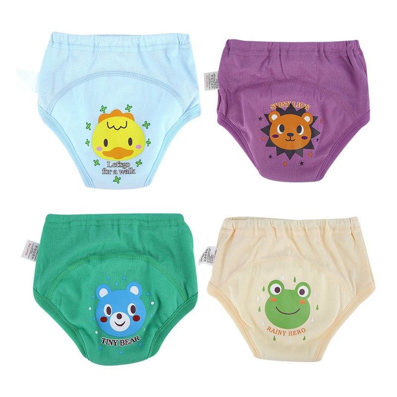 4PCS Baby Cloth Cartoon Waterproof Diapers Nappies Toddler 4 Layers