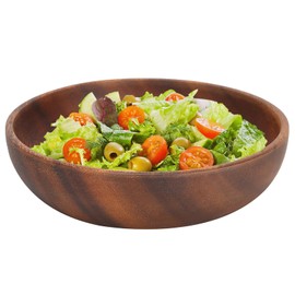 Salad Bowl, Wooden Crafts Plates Food Container Serving Bowl for Coffee Shop, Fruit, Salad, Snack, Soup, Dessert Ideal Dining Table Decor Wedding Birthday Housewarming Parties(17.5 * 4CM)