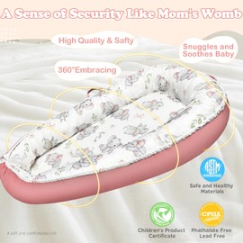 morabloomy Baby Lounger, Portable Baby Lounger for Newborn 0–24 Months, Soft Breathable Infant Mat for Tummy Time, Home, Travel, Baby Gifts- Elephant