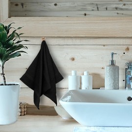 Toalla de mano monogramada, regalo personalizado, 16 x 30 pulgadas, juego de 2, extra absorbente, 100% algodón turco, acabado de rizo suave, para baño, cocina y spa, bloque blanco, letra A, color negro