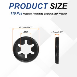 sourcing map 110Pcs Internal Tooth Lock Washers, M5 ID 12mm OD Star Locking Washer Quick Speed Retaining Clips Fasteners for Machinery, Automobile, Industrial Use, Flipped Edge