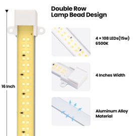 Mosthink Grow Lights for Indoor Plants Full Spectrum, 16" Professional Grow Light Strips, 432 LEDs, Auto Timer 3/6/12H, Dimmable Plant Grow Light,4 Packs in 1