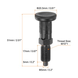 HARFINGTON 2pcs Push Fit Ball Nose Spring Plunger M10x1 Thread 5mm Pin Dia. Carbon Steel Self-Locking Plunger Retractable Index Plunger for Industrial Equipment