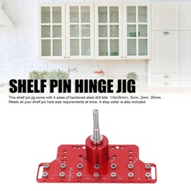 Plantilla para Pasadores de Estante y Plantilla de Bisagra, Función de Sujeción Autónoma 2 en 1, Plantilla de Perforación para Pasadores de Estante Totalmente Metálicos con 7