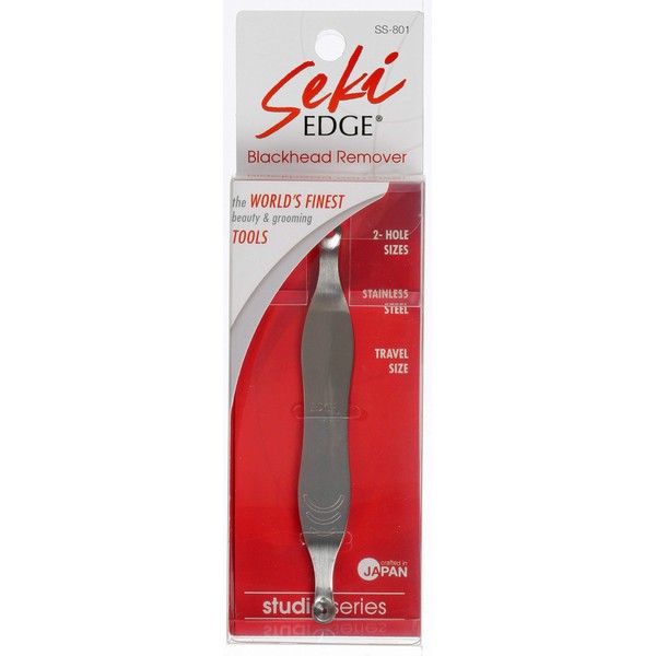 Seki Edge Blackhead Remover (SS-801) - Comedone Extractor for Blackheads & Whiteheads - Professional Pimple Popper Tool with 2 Hole Sizes