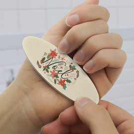 Noel Christmas Holly Poinsettias Double-Sided Oval Nail File Emery Board Set 4 Pack