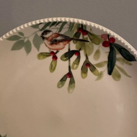 Bird Better Homes and Gardens Holiday 9” Salad Plate “Merry” Winter Botanical Bird