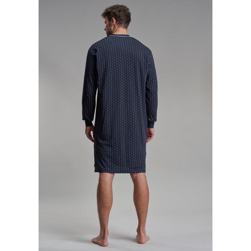 Götzburg Mens Long Sleeve Cotton Single Jersey Navy Minimal Nightdress,