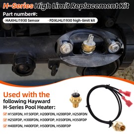 hodflop HAXHLI1930 Sensor & FDXLHLI1930 135 Degree Fahrenheit High Limit Fd Switch Wires Replacement Kit Compatible with Hayward H-Series Pool Heater H150FD-H500FD, H150FDN-H500FDN, H150FDP-H500FDP