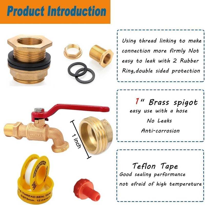 Rain Barrel Spigot, Brass Faucet Kit for Rain Water Barrel,