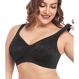 wirarpa Women's Bras Comfortable Ultimate Soft Wireless Full Coverage Non-Padded Plus Size Bra (Black, 36B)