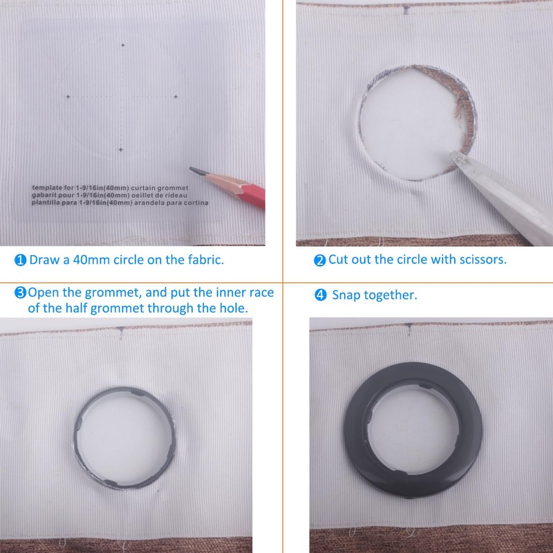 32 Pack Curtain Grommet, Inner Diameter 1-9/16"(40mm) Curtain Eyelet Rings