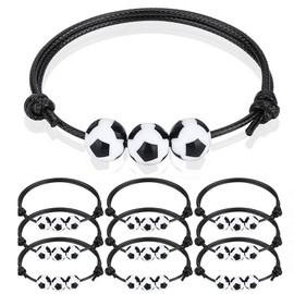 AFCJLTO Pack of 10 Children's Football Bracelets, Adjustable Cord, Football Bracelet, Friendship Bracelet, Children's Football Party Bag, Football Party, Children's Birthday Party Bag
