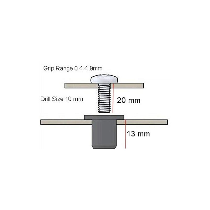 M5 Neoprene Well Nut M5 with 20mm Marine Grade A4