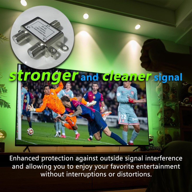 Coaxial Cable Splitter 2 Way, Coax Splitter Support 5-2400MHz, Digital