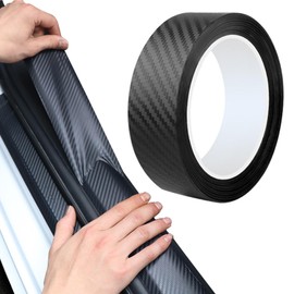 Car Door Sill Edge Protection Sticker, 5 m x 5 cm Universal Carbon Film Car Film Matt Black Decorative Sticker Protective Film Suitable for Most Cars (Black)