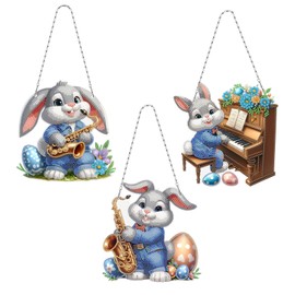 MaiYiYi - Juego de 3 colgantes de diamantes para colgar en el arte de conejo, adornos de diamante para decoración de ventana de pared para adultos (13.18 x 7.48 pulgadas)