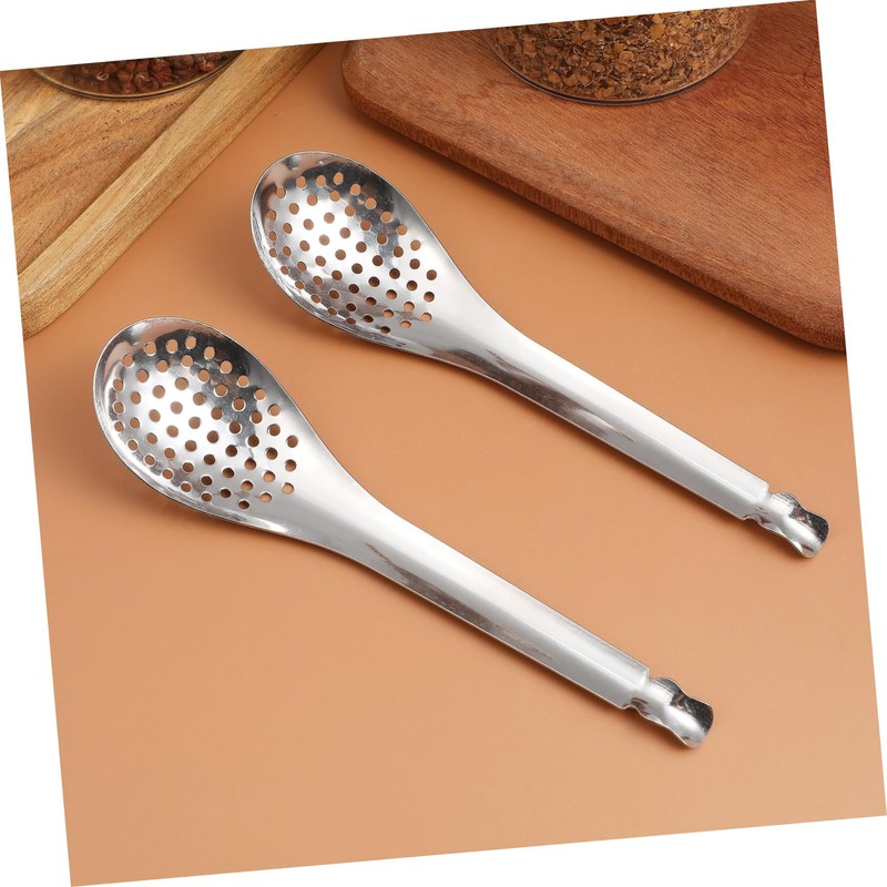 iplusmile 2Pcs Stainless Steel Caviar Colander Spoons Cooking Strainer Scoop