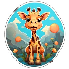 3Pcs Giraffe Stickers 3in -Cute Animal Stickers for Teens Waterproof Vinyl Kawaii Aesthetic Stickers,Cute Cartoon Decals for Laptop Phone Computer Stickers for Boys Girls (Giraffe Stickers HC2)