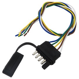 Xspeedonline 5 Way Flat Trailer Wiring Harness Plug 22" Wire Lead Trailer End Trailer 5 Pin Connector 18AWG Gauge for Trailer RV Boat
