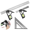 Square Carpentry Metal Set, 3Pcs Combination Square Tools with Bubble