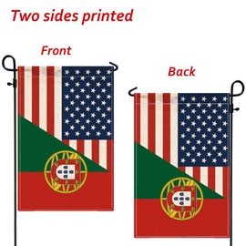 Portugal USA Friendship Garden Flag,12x18 in Heavy Duty Portuguese America US Outdoor Banner for Patio Yard with Double Side