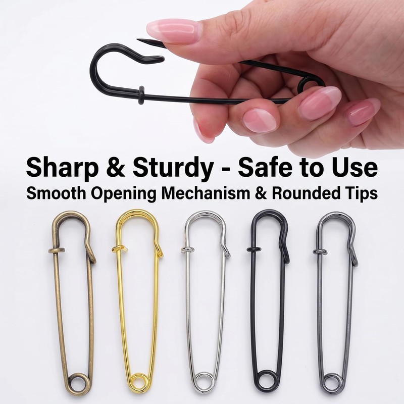 18Pcs Large Safety Pins Heavy Duty for Clothes, Blankets &