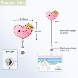 Cute Heart Nurse Badge Reel, Funny Animal ID Badge Holder Retractable Clip, Nursing Student Name Badge Holders, RN LPN CNA MA Healthcare Accessories for Work