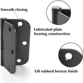 48 Pack Oil Rubbed Bronze Door Hinges 3.5 Inch Bronze Interior Door Hinges Antique Steel Door Hinges with 5/8" Radius Corner Bronze Removable Pin Hinges