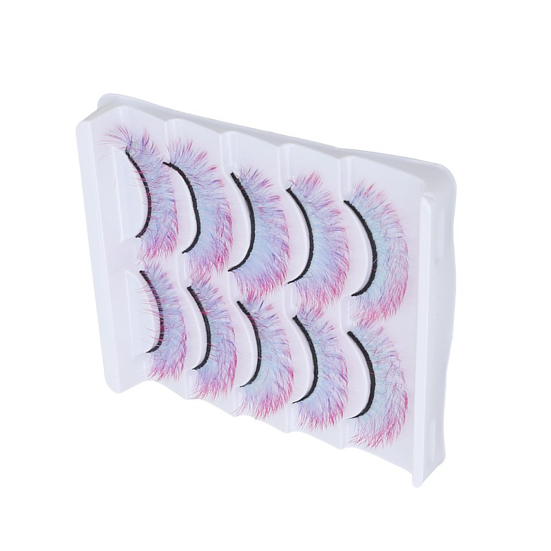 5pcs Colorful Eyelashes Dramatic Gradient Color False Eyelashes Fluffy 3D