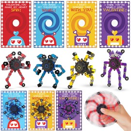 24Pcs Kids Valentines Day Cards, Fidget Spinner Valentines Day Gifts for Kids Classroom Prizes School Gift Exchange Bulk Sensory Toys Party Favors for Kids Boys Valentines Treats Goodie Bag Stuffers