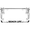 Beach Life Palm Tree Design Chrome Metal Auto License Plate