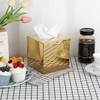 BTSKY Gold Square Tissue Box Cover - Cube Stainless Steel