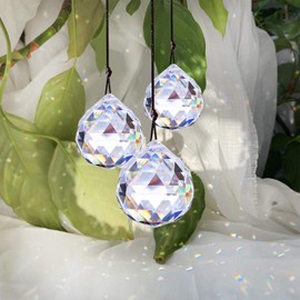 Sun Catcher, Pack of 4 Crystal Suncatchers Window, Crystal Prism Sun Catcher, Window Crystal Glass Prism Pendant Decoration, Glass Pendant Crystal Ball for Home, Office, Garden Decoration