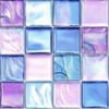 HOMETITUTE 10PCS 12x12 Inch Iridescent Blue Purple Mosaic Glass Look