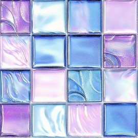 HOMETITUTE 10PCS 12x12 Inch Iridescent Blue Purple Mosaic Glass Look Floor Tiles Peel and Stick Removable Self Adhesive DIY Vinyl Flooring Stickers for Kitchen Bathroom Living Room Entryway Home Decor