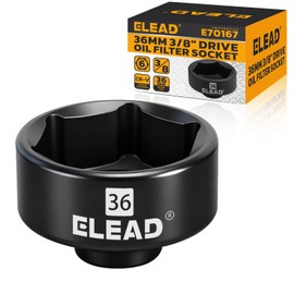 ELEAD 3/8'' Drive Oil Filter Socket Wrench, 36 mm Metric Oil Filter Wrenches, 6-Point Oil-Filter Removal Socket, Low Profile Design for Easy Removal, Chrome Vanadium Steel Oil-Change Tool