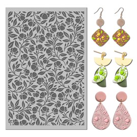 Arbuya Floral Blossom Polymer Clay Texture Mat - Flowers Leaves Leaves Texture Sheet for Polymer Clay Jewelry Making, Earring Charms, DIY Craft Supplies