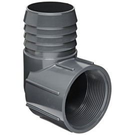 Spears 1407 Series PVC Tube Fitting, 90 Degree Elbow, Schedule 40, Gray, 1-1/2" Barbed x NPT Female
