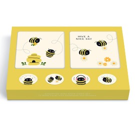 Studio Oh! Assorted Mini Note Card Sets with Stickers, 12 Blank Cards, Stickers & Small Envelopes, Greeting Notecards for Birthday, Thank You Notes, 260 GSM Textured Paper Weight, Buzzy Bees