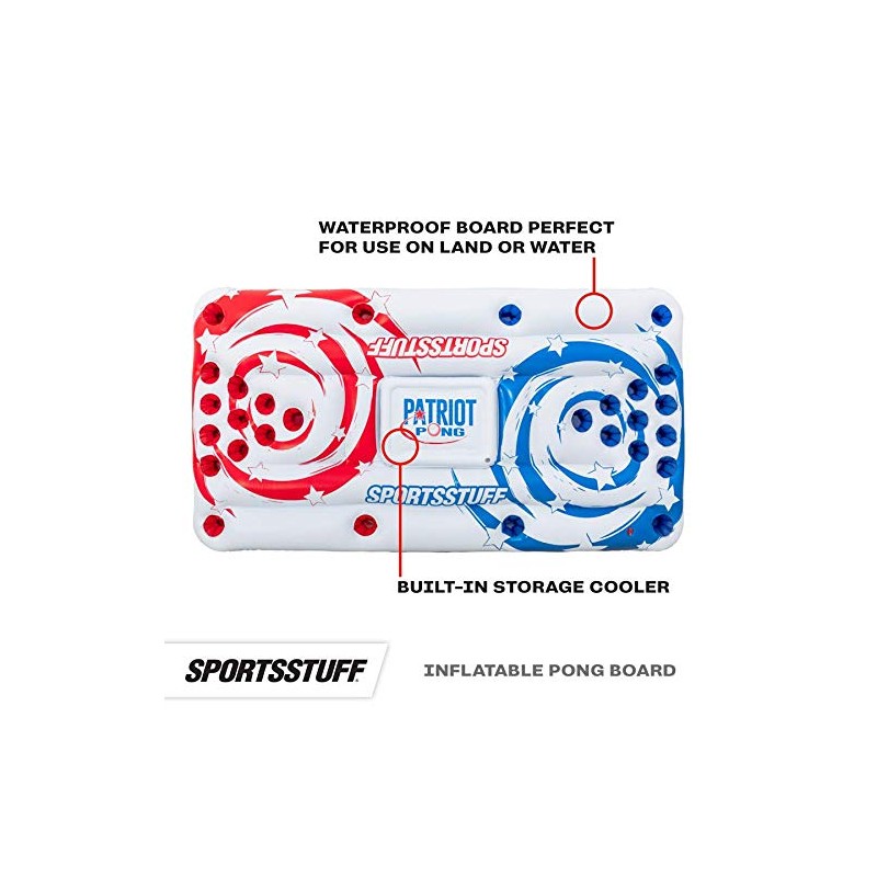 SPORTSSTUFF Patriot Pong | Floating Inflatable Pong Board with an
