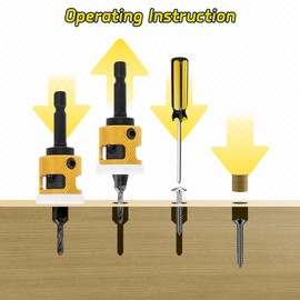 DTRUCTIEW 5 Pcs Countersink Drill Bit Set, 1/4" Hex Shank Countersink Drill with HSS Pilot Drill Bits in Size 1/8", 3/16", 5/32", 9/64", 11/64", with Adjustable Bit Depth Stop for Accurate Woodworking