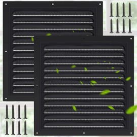 Yaocom 2 Pcs Aluminum Attic Vents 12" x 12" Metal Gable Wall Mesh Shed Vent with Screen Square Louver Grille for Exterior Door House Attic Garage Ceiling