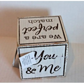 Burton & Burton Wood Love Messages Cube Valentine's Day Gift Decor NEW
