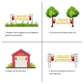 Large Grand Opening Banner Now Open Garden Backdrop Banner Business Opening Lawn Sign Open for Business Party Outdoor Indoor Decorations, 72 x 24 inch