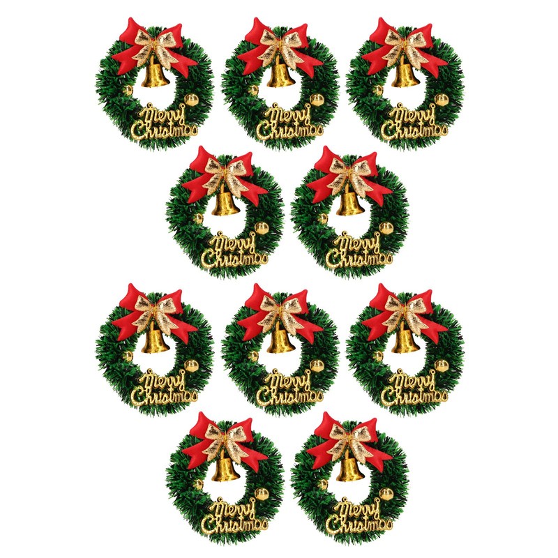 10PCS Dollhouse Christmas Wreaths Simulation Plastic Garland Model for 1/12