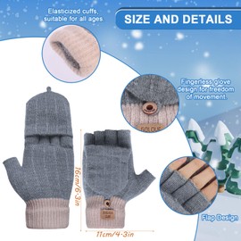 Creaher Fingerless Gloves for Womens Winter Warm Gloves, Touchscreen Half Finger Gloves Ladies Winter Gloves, Warm Mitten, Flap Winter Knit Themral Gloves for Women Working Typing Writing Running