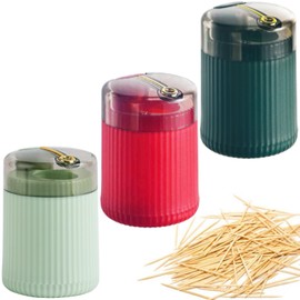 Orrdiffi Creative Automatic Toothpick Dispenser Toothpick Dispenser, Automatic Pop-Up Toothpick Dispenser, Creative Movable Toothpick Holder for Home, Kitchen, Table (3 Pieces, Multi-Colour)